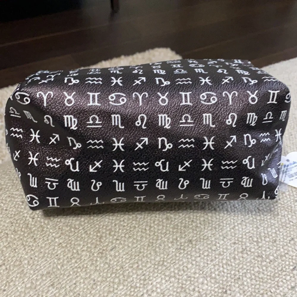 NWT Imoshion Astrology Zodiac Cosmetic Bag Gold Zip Pouch 10x7
